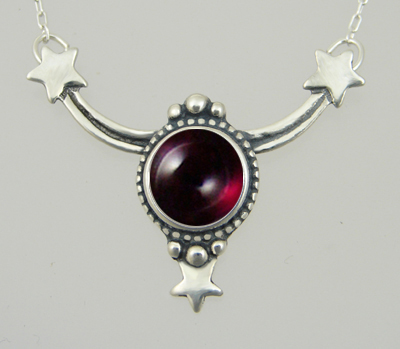 Sterling Silver Garnet Accents This Celestial Necklace